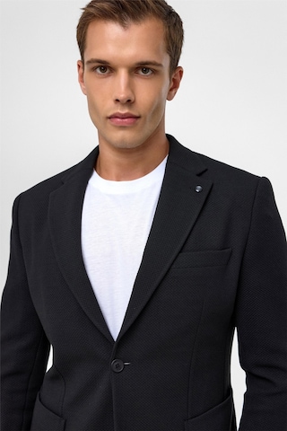 Süvari Siyah Slim Fit Desenli Mono Yaka 6 Drop Ceket-38403 Siyah