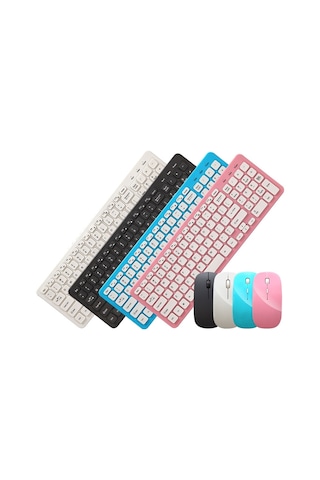 Mld-568 Ofis Oyun Sesini Kapatma Kablosuz Mouse Klavye Seti Mavi Optik