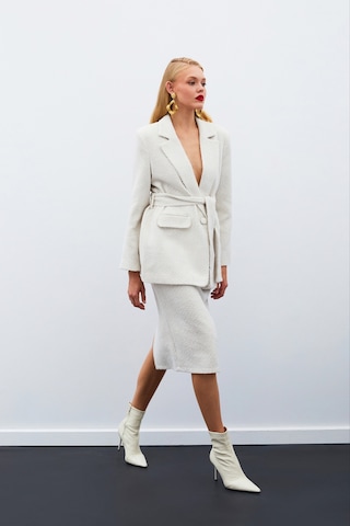 Sateen Midi Boy Tüvit Etek - Taş-135028 Taş