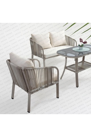 Capri Swing Artemis İkili Rattan Balkon Bahçe Takımı Beyaz