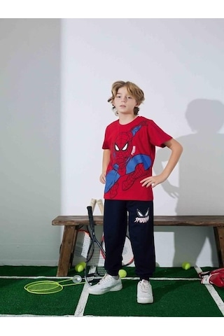 Kıpırık Baby Erkek Çocuk Örümcek Adam Desenli Pijama Takımı-1253 Kırmızı