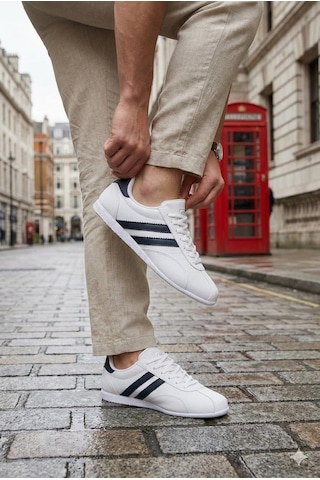M.p 261 6576 Rahat Esnek Sneaker Erkek Ayakkabı Beyaz - Lacivert