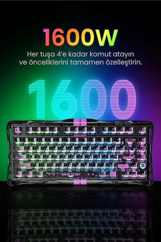 Gravastar Mercury V75 Lite He Hall Effect Manyetik Switch Gaming Klavye, Hot-swappable, Rapid Trigge
