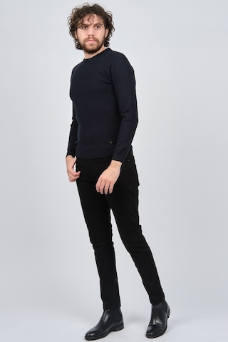 Çizgi Triko Erkek Bisiklet Yaka Slim Fit Kazak 42554259 Lacivert Lacivert