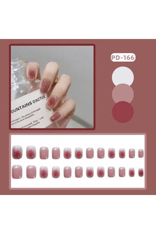 24pcs Kırmızı Ombre Pres-on Çiviler Parıltı Uçları, Tam Kapalı Sahte Tırnaklar Kadınlar İçin, Kolay Uygulama Çarpıcı Halo Efekti