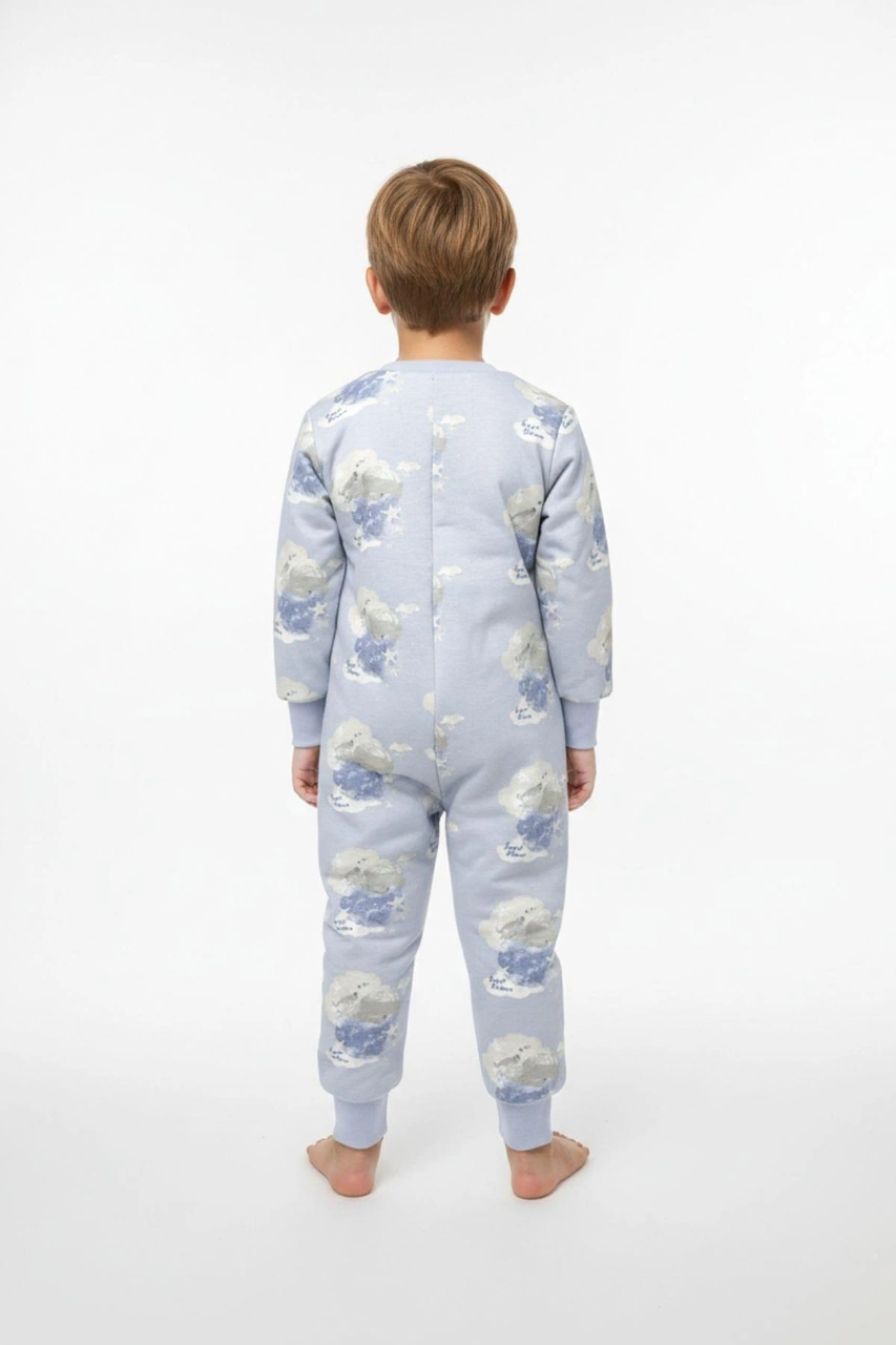 Erkek Çocuk Elyaf Dolgulu Premium Kalite 2 Tog Desenli Uyku Tulumu Mavi