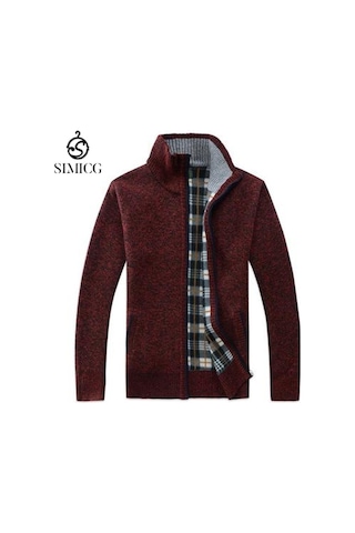 Erkek Kalınlaştırılmış Bol Kesim Düz Kesim Hırka - Kırmızı Kırmızı