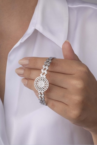 Gümüş Pazarım Reşat Altın Görünümlü Beyaz Altın Kaplama Kadın Çelik Kelepçe Bileklik Renkli