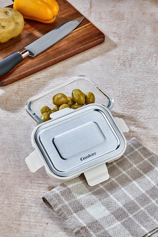 Cooker 370 Ml Cam Saklama Kabı - Sızdırmaz, Paslanmaz Çelik Kapaklı, Gıda Saklama