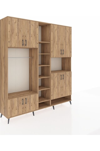 Hyperion Dolap 18 Raflı 8 Kapaklı Tek Askılı 220x44x243 Çam-çam/çam Atlas Çam/atlas Çam