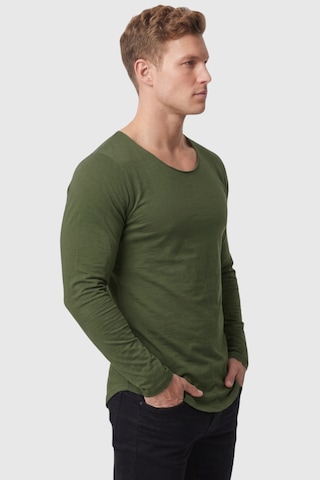 Rizzup Erkek Haki %95 Pamuk Slim Fit Kesik Açık Yaka Likralı Penye Sweatshirt Oval Kesim 2602299