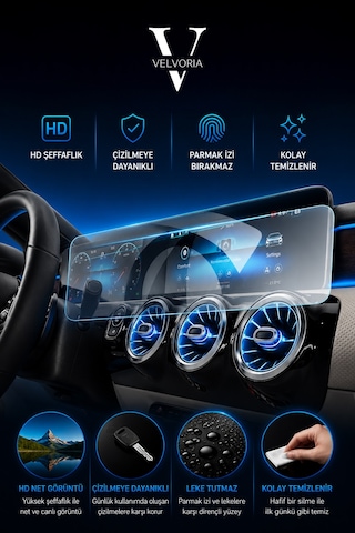 Mercedes Gla 200 2021-2023 Navigasyon Bilgi Ekranı Ve Dijital Gösterge Ekran Nano Koruyucu