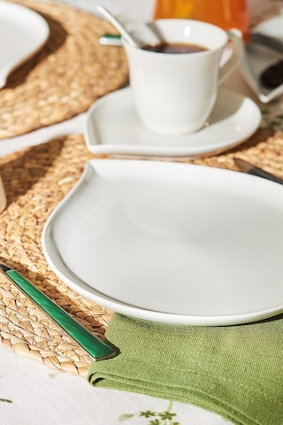 Emsan Bianca Leaf Porselen 32 Parça 6 Kişilik Kahvaltı/Servis Takımı Beyaz