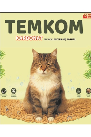 Temkom Karbonat Katkılı %100 Doğal Çam Peletinden Kedi Kumu 6mm 15kg 24l