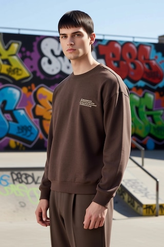 Benerly Erkek Bisiklet Yaka Düşük Kol Uzun Kol Sweatshirt Fonksiyonel Day Kahverengi
