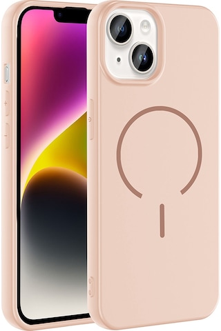 Apple Uyumlu iPhone 13 Kılıf M-safe Şarj Özellikli Zore Meta Kapak Rose Pembe
