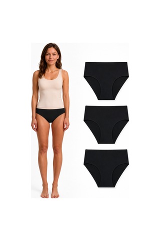Westicgiyim Kadın Düşük Bel Lazer Kesim Dikişsiz Külot Kaymaz Bantlı Siyah & Ten Seamless Slip