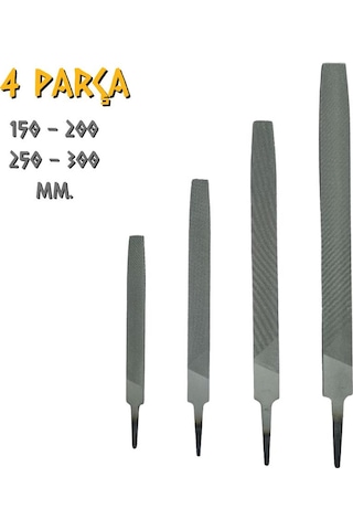Sgs Yassı Düz Eğe Seti Orta Dişli - 150-200-250-300 Mm. - 4 Parça