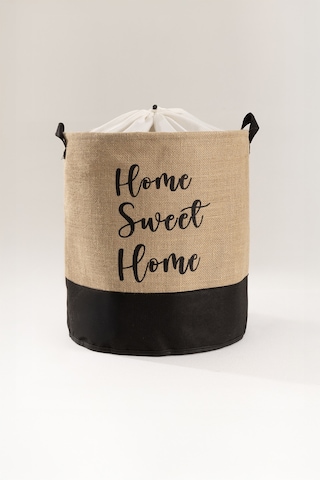Tidy Jüt Home Yazılı Büzgülü Çamaşır Sepeti 37x40cm 6015 Natural