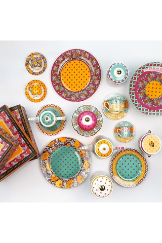 Lucky Art Eliana Bone 4'lü Kahve Fincanı Seti Çok Renkli