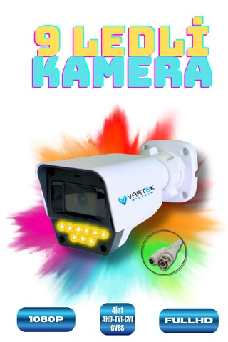 Vartek Bilişim 9 Led Gece Görüşlü Full Hd 1080p Güvenlik Kamerası