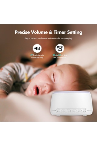 Neevoyu Beyaz Gürültü Uyku Cihazı - Bebek İçin Uyku Yardımcı, 7 Renkli Gece Lambası Ve Bluetooth Desteği Yerleşik Li-pil Beyaz