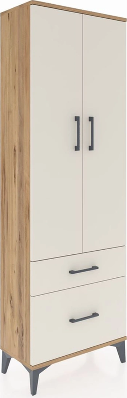 Arges Dolap 4 Raflı 2 Çekmeceli 2 Kapaklı 60x30x182 Çam-aytaşı Çam
