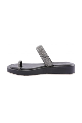 Dgn 007 Kadin Silver Taşli Parmak Arasi Terlik 007-2297-R1534 Siyah