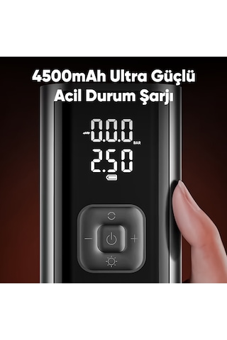 4500 Mah Şarjlı Hava Pompası Araç Lastik, Bisiklet, Top Şişirme Oto Hava Kompresörü