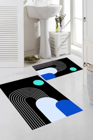 Eliana Home Dijital Baskı 2'li Banyo Paspas Takımı Lna5-sd935 100x60 Ve 60x50 Cm Siyah