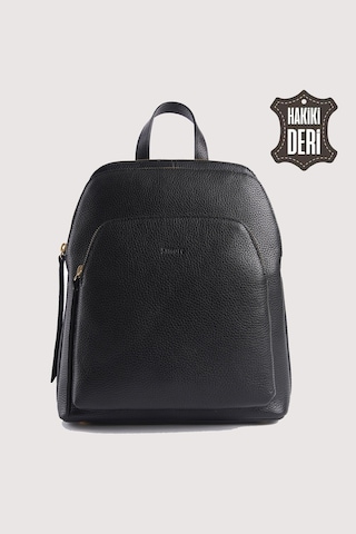 Hakiki Deri Kadın Sırt Çantası Siyah Smr9209 Siyah