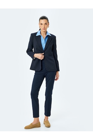 Koton Yandan Fermuar Kapamalı Yüksek Bel Slim Fit Cigarette Pantolon Lacivert 5sak40137uw Lacivert