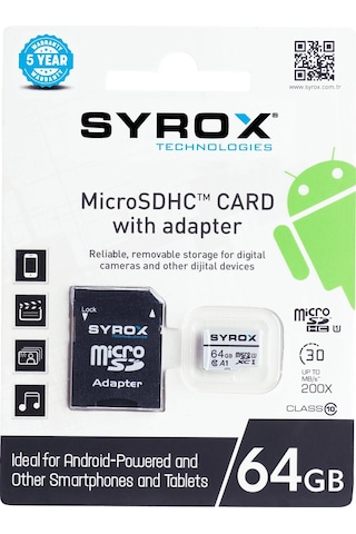 Syrox MC64 64 GB Micro SD Card Class 10 Hafıza Kartı Ve Adaptörü