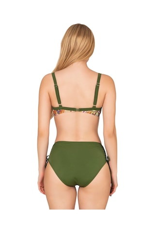 Endeep Kadın Büyük Beden Balenli Destekli Kolaj Desenli Bikini Takımı Yeşil