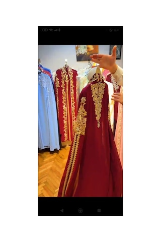 Moda Yöresel Kadın Kemerli Düğün Kaftan Abiye 2li Takım Kırmızı Kırmızı