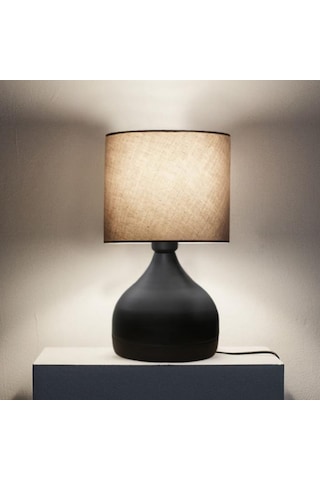 Milano Metal Gövdeli Abajur Kahve Kumaş Başlık Yatak Odası Salon Cafe Aydınlatma Çok Renkli