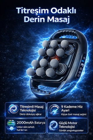 Kılıforyum 12 Toplu Şarjlı Masaj Aleti 9 Kademeli Hız Güçlü Motor Titreşimli Masaj Cihazı 2000mah Gümüş