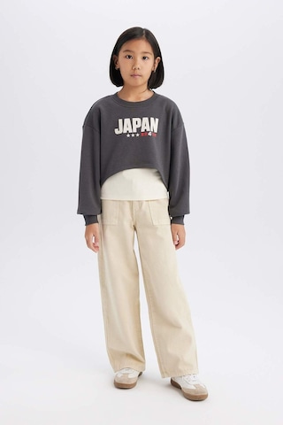DeFacto Kız Çocuk 2'li Takım Crop Bisiklet Yaka Baskılı Sweatshirt Atlet D8820A825SPAR104 Antrasit