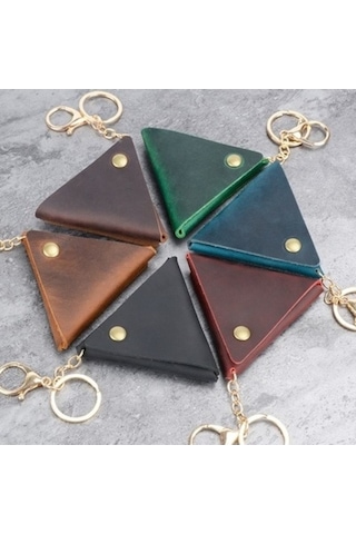 Trendooze 18l-102 Eski Parça Mini Bozuk Cüzdan El Yapımı Kahve Renk Kahverengi Kahverengi