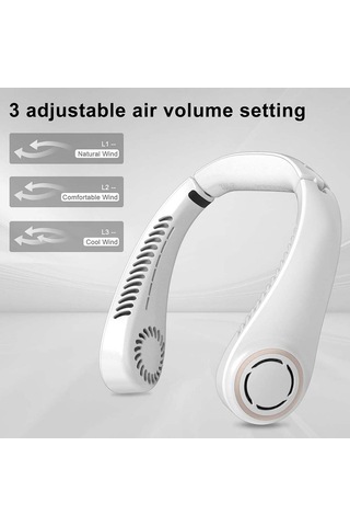 Boyun Fanı, Led Ekranlı Usb Askılı Fan Beyaz,