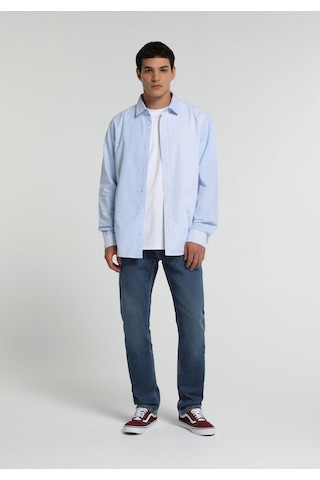 Colin's Colins Regular Fit Shirt Neck Çizgili Erkek Mavi Uzun Kol Gömlek Cl1081580 Q1.v1 Ble