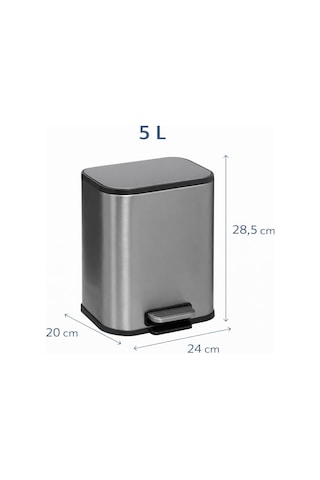 Omnipazar Genesit Gsc502l Kare Pedallı Paslanmaz Çelik Çöp Kovası 5 Litre Gri Gri