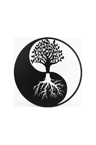 Yin Yang Hayat Ağacı Duvar Tablosu Mdf Kesim Spiritüel Duvar Süsü Açık Gri - Gümüş