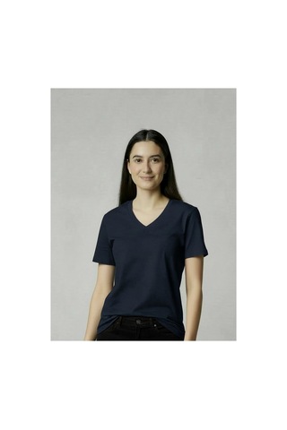 Lyvean V Yaka Regular Kısa Kollu Tshirt Lacivert