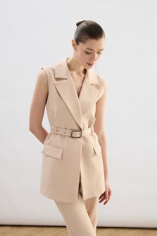 Sateen Kemer Detaylı Yelek - Bej-136848 Bej