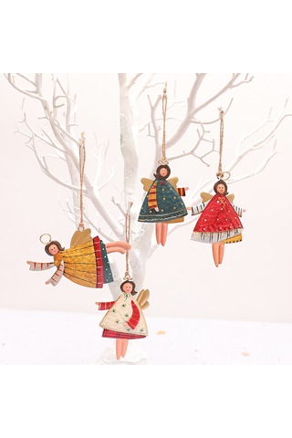 Geeroyoo Noel Dekorasyonu: El Yapımı Demir Çizgili Mavi Melek Askısı, Ağaç Süs Eşyası, Ev Dekoru Aksesuarı