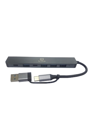 7in1 Dual Girişli Usb Hub Usb 3.0 & Type-c Hibrit Çoklayıcı 5gbps Yüksek Hız Macbook Uyumlu Ve Tüm Pc'ler