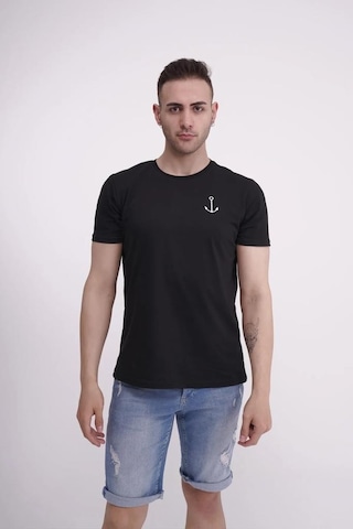 The Socks Company 23scts223u Çapa Nakışlı Bisiklet Yaka Siyah Tshirt 001
