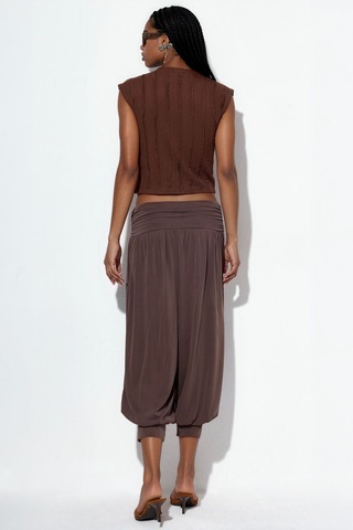 Hiccup Busem Kadın Modal Polyester Kapri Şalvar Pantolon Mocha Kahvesi