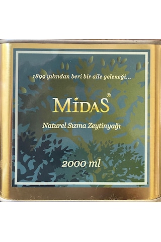Midas Soğuk Sıkım Natürel Sızma Zeytinyağı Teneke 2 L